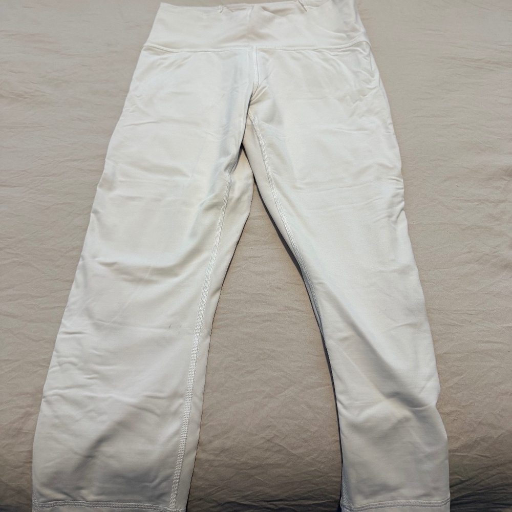 Lululemon white Cropped Leggings with Mesh panel on the side